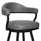 Armen Living Justin 26" Counter Height Swivel Vintage Gray Faux Leather Bar Stool with Black Metal Legs LCJTBABLVG26 - alternate 2